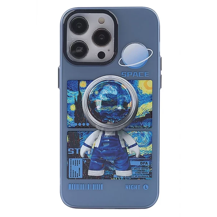 Newface Apple iPhone 14 Pro Max Kılıf Prada Desenli Kapak - Prada Mavi - 1