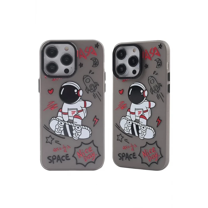 Newface Apple iPhone 14 Pro Max Kılıf Prada Desenli Kapak - Prada Siyah - 1