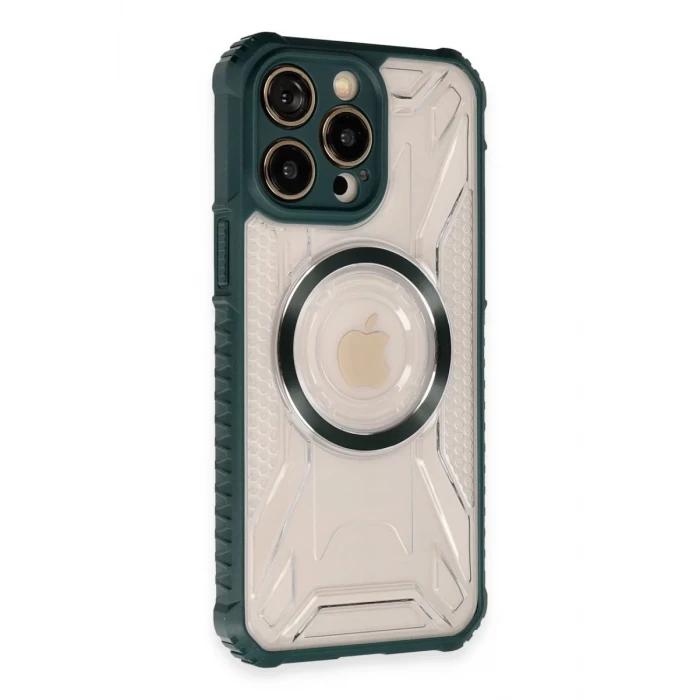 Newface Apple iPhone 14 Pro Max Kılıf Prag Magneticsafe Kapak - Koyu Yeşil