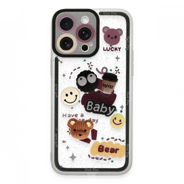 Newface Apple iPhone 14 Pro Max Kılıf Sweet Desenli Silikon Kapak - Sarı