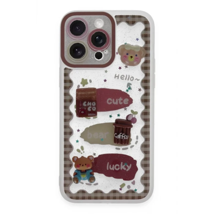 Newface Apple iPhone 14 Pro Max Kılıf Sweet Desenli Silikon Kapak - Şeffaf