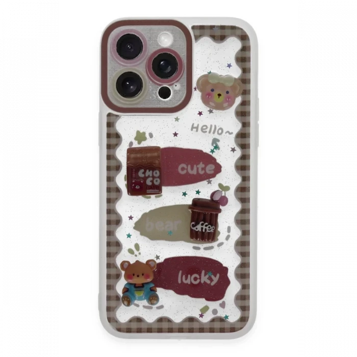 Newface Apple iPhone 14 Pro Max Kılıf Sweet Desenli Silikon Kapak - Şeffaf