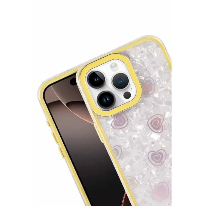 Newface Apple iPhone 14 Pro Max Lumi Desenli Kapak - Sarı