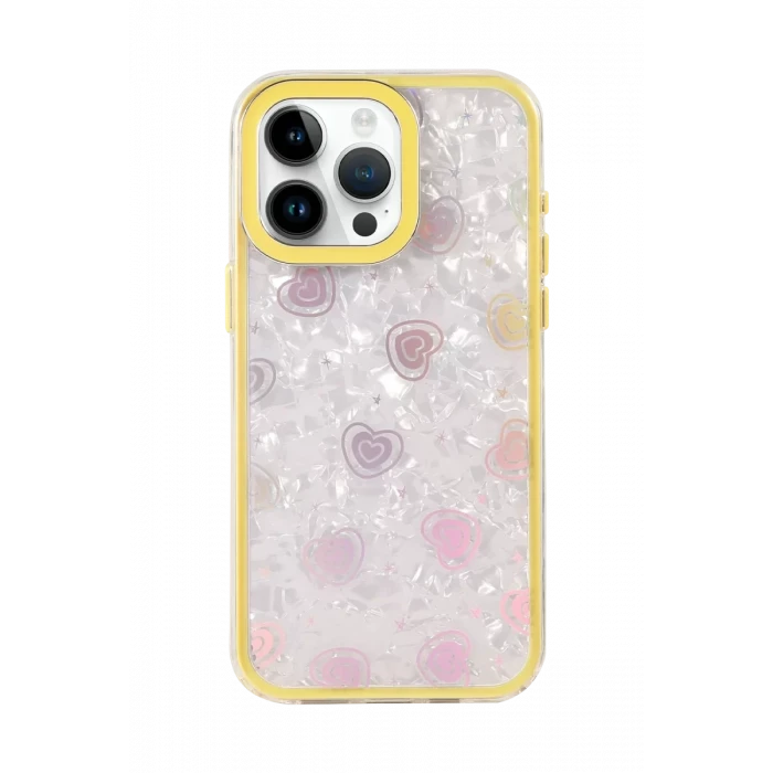 Newface Apple iPhone 14 Pro Max Lumi Desenli Kapak - Sarı