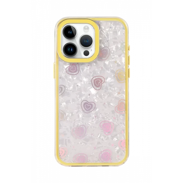 Newface Apple iPhone 14 Pro Max Lumi Desenli Kapak - Sarı