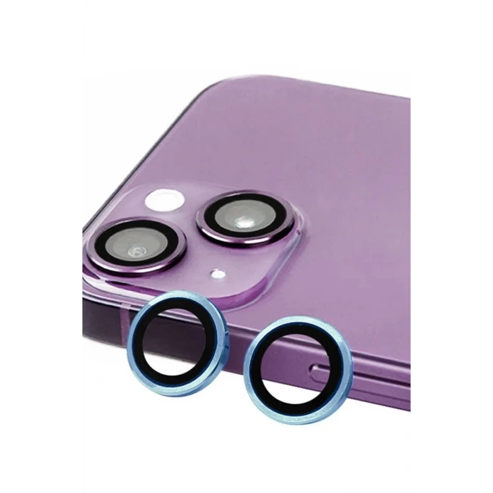 Newface Apple iPhone 14 Raze Metal Kamera Lens - Mavi