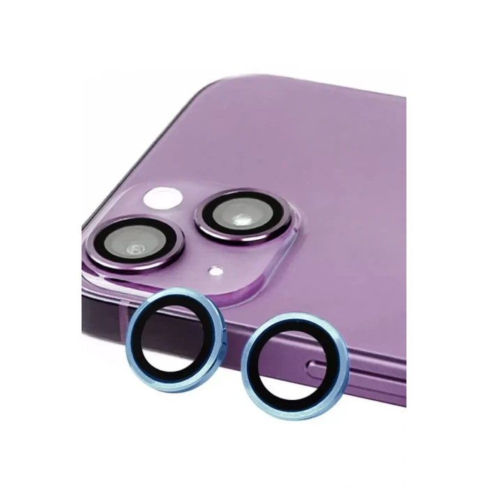 Newface Apple iPhone 14 Raze Metal Kamera Lens - Mavi