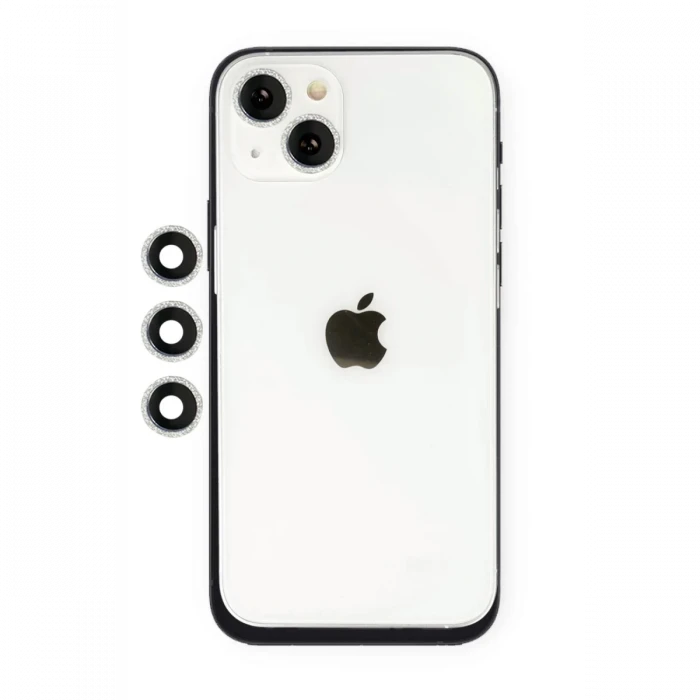 Newface Apple iPhone 14 Shine Kamera Lens - Gümüş