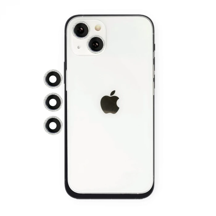 Newface Apple iPhone 14 Shine Kamera Lens - Gümüş
