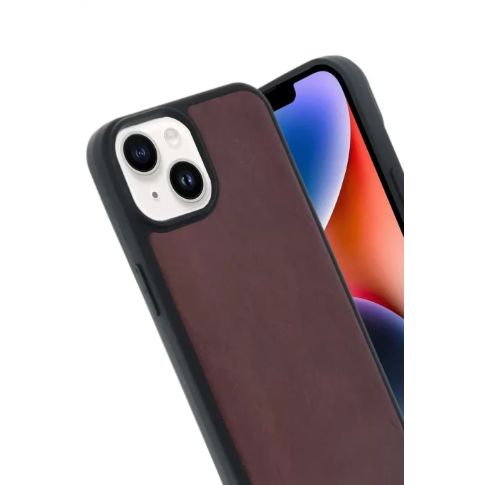 Newface Apple iPhone 15 Kılıf Aras Deri Kapak - Bordo