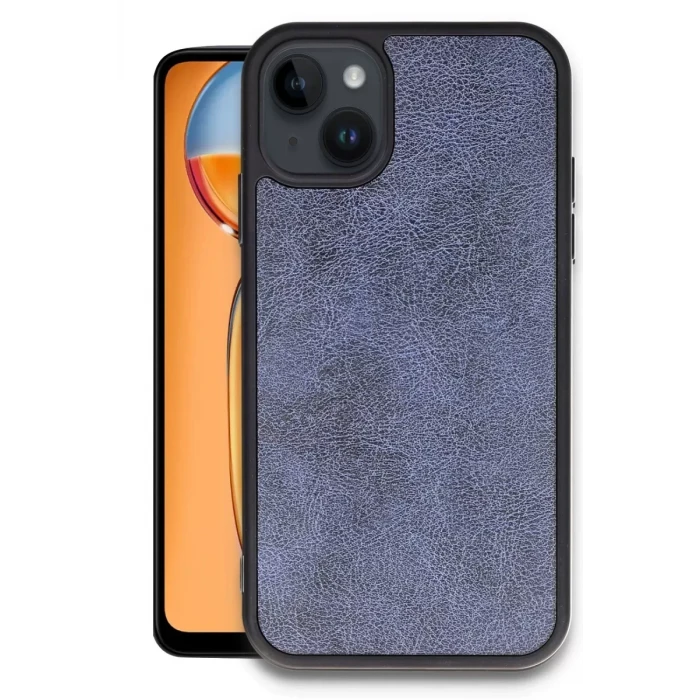 Newface Apple iPhone 15 Kılıf Aras Deri Kapak - Lacivert