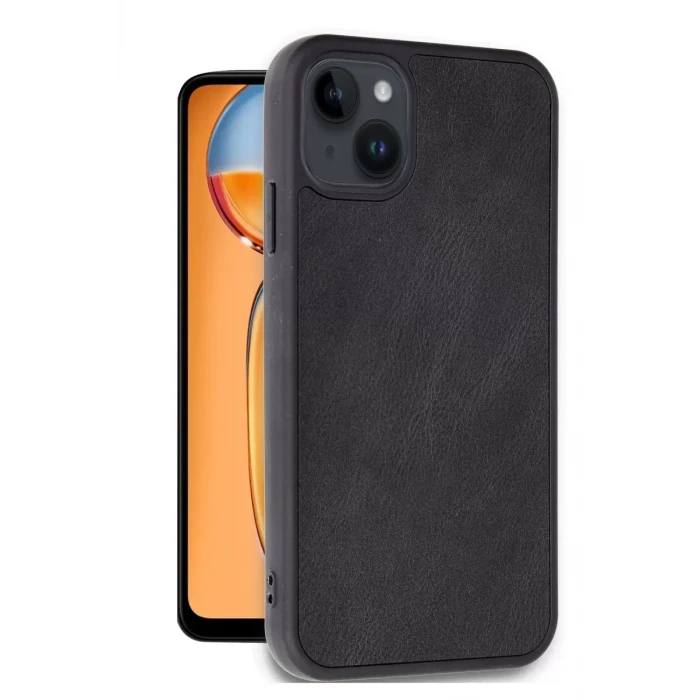Newface Apple iPhone 15 Kılıf Aras Deri Kapak - Siyah