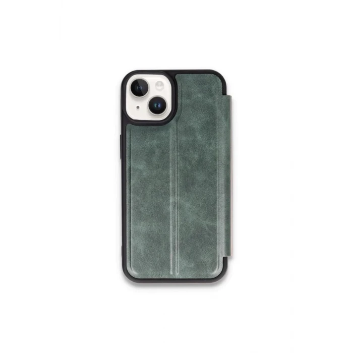 Newface Apple iPhone 15 Kılıf Flip Cover - Koyu Yeşil