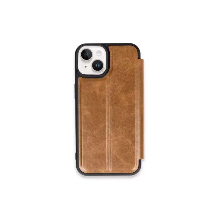 Newface Apple iPhone 15 Kılıf Flip Cover - Taba
