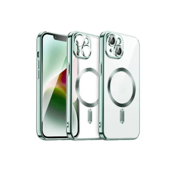 Newface Apple iPhone 15 Kılıf Kross Magneticsafe Kapak - Açık Yeşil