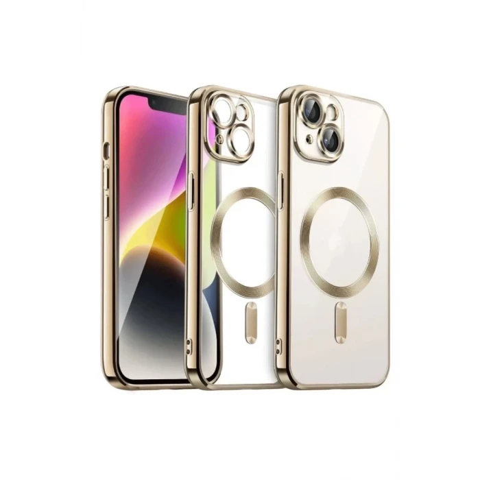 Newface Apple iPhone 15 Kılıf Kross Magneticsafe Kapak - Gold