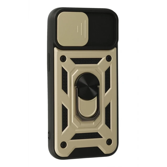 Newface Apple iPhone 15 Kılıf Pars Lens Yüzüklü Silikon - Gold