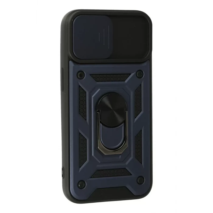 Newface Apple iPhone 15 Kılıf Pars Lens Yüzüklü Silikon - Lacivert