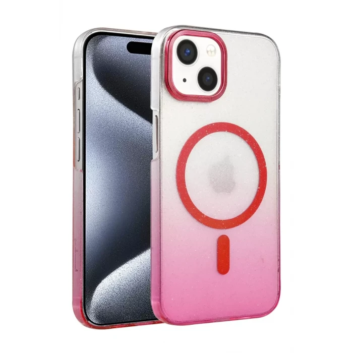 Newface Apple iPhone 15 Plus Glossy Magsafe Kapak - Pembe