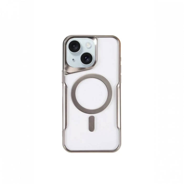 Newface Apple iPhone 15 Plus Kılıf Boyi Magsafe Silikon Kapak - Gümüş