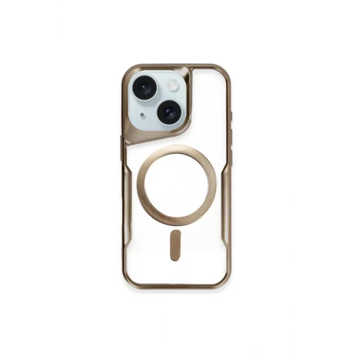 Newface Apple iPhone 15 Plus Kılıf Boyi Magsafe Silikon Kapak - Kahverengi