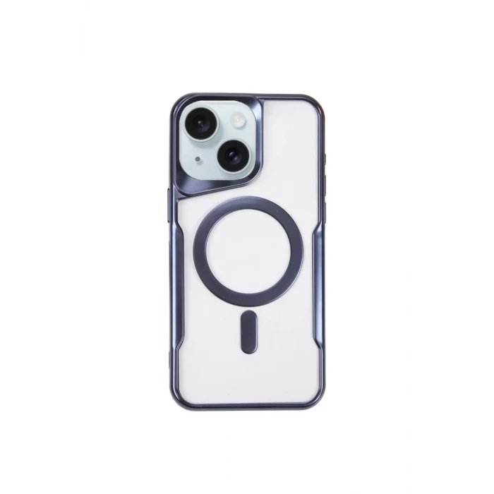 Newface Apple iPhone 15 Plus Kılıf Boyi Magsafe Silikon Kapak - Lacivert
