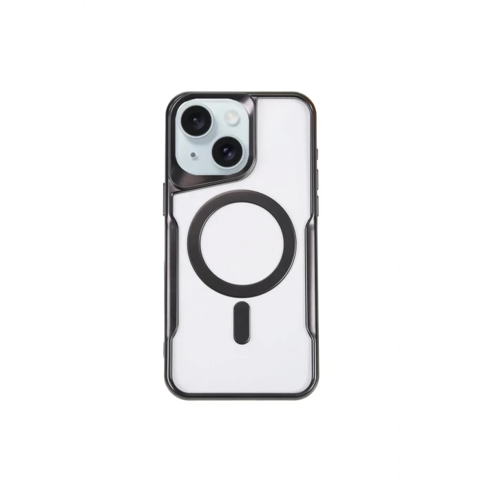 Newface Apple iPhone 15 Plus Kılıf Boyi Magsafe Silikon Kapak - Siyah