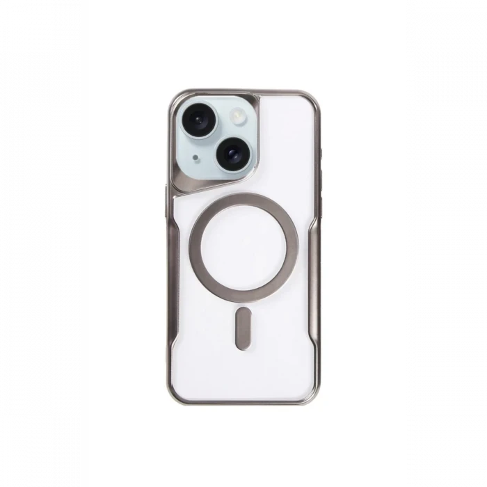 Newface Apple iPhone 15 Plus Kılıf Boyi Magsafe Silikon Kapak - Titan Gri