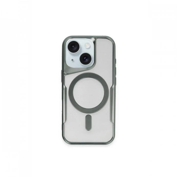 Newface Apple iPhone 15 Plus Kılıf Boyi Magsafe Silikon Kapak - Yeşil
