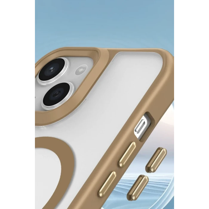 Newface Apple iPhone 15 Plus Kılıf Enka Magsafe Silikon Kılıf - Desert