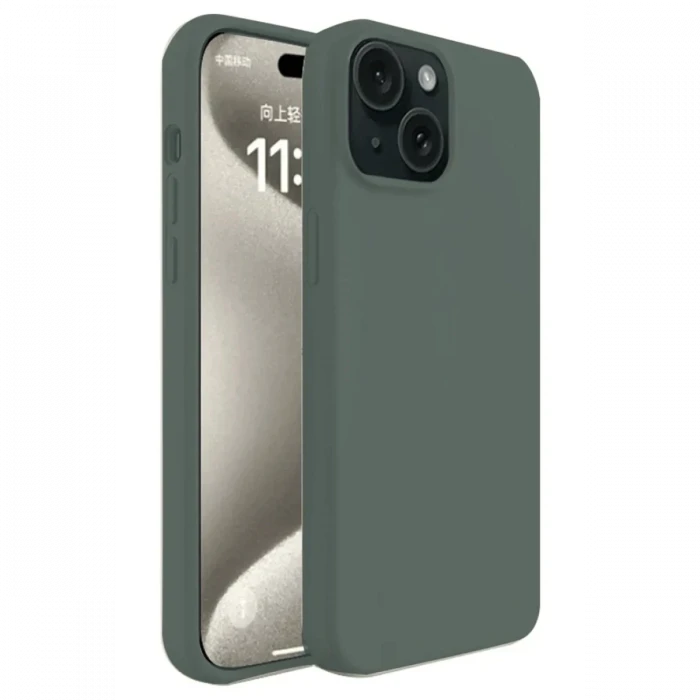 Newface Apple iPhone 15 Plus Kılıf First Silikon - Koyu Yeşil