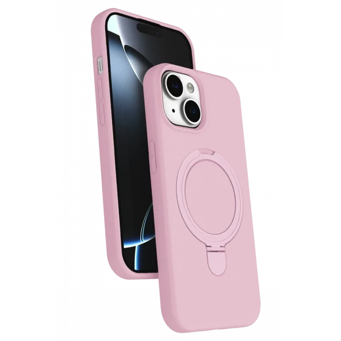 Newface Apple iPhone 15 Plus Regal Magsafe Standlı Kapak - Açık Pembe