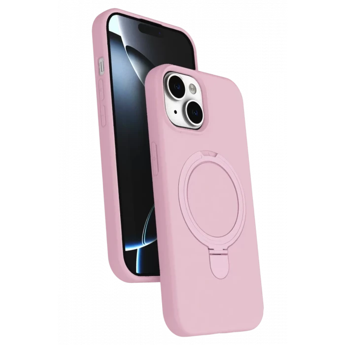 Newface Apple iPhone 15 Plus Regal Magsafe Standlı Kapak - Açık Pembe