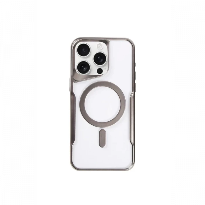 Newface Apple iPhone 15 Pro Kılıf Boyi Magsafe Silikon Kapak - Titan Gri