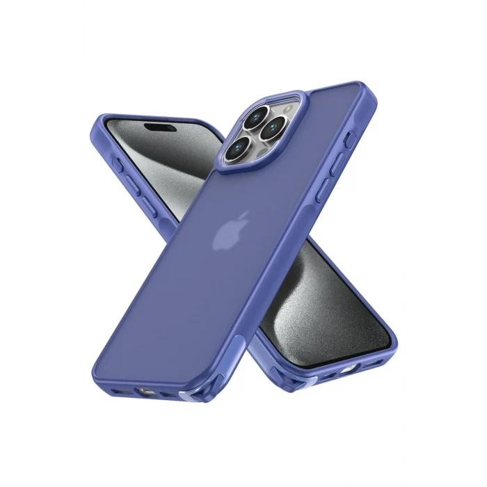 Newface Apple iPhone 15 Pro Kılıf Elegant Kapak - Açık Mavi
