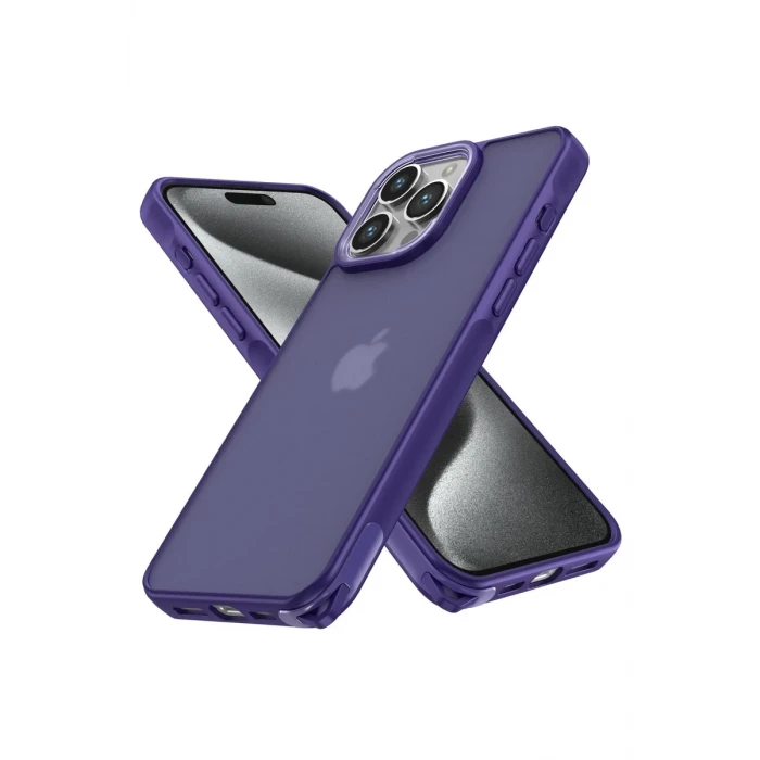 Newface Apple iPhone 15 Pro Kılıf Elegant Kapak - Derin Mor