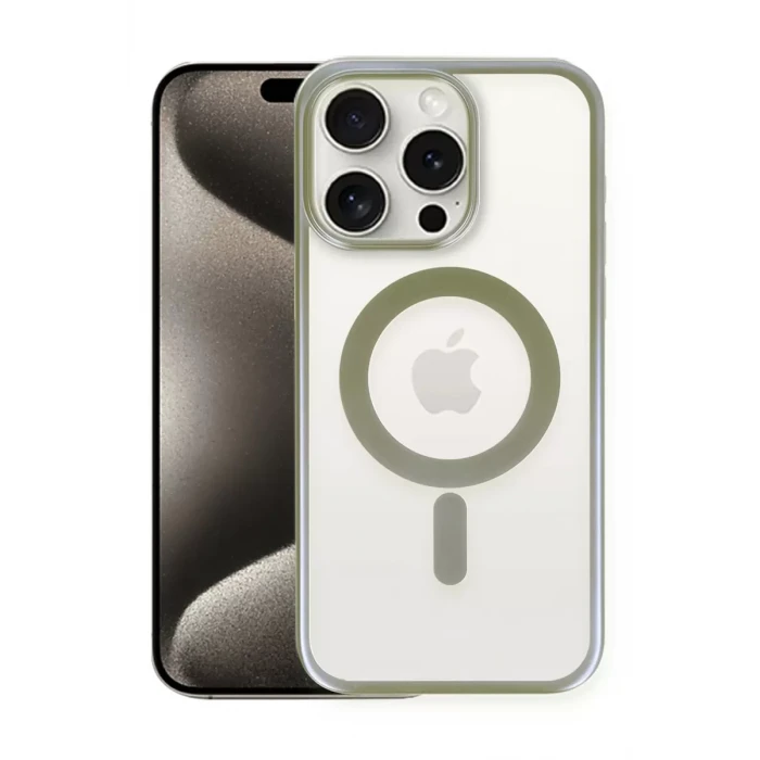 Newface Apple iPhone 15 Pro Kılıf Erozi Magsafe Kapak - Gri