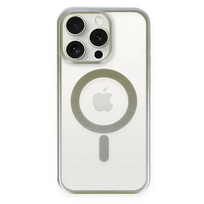 Newface Apple iPhone 15 Pro Kılıf Erozi Magsafe Kapak - Gri