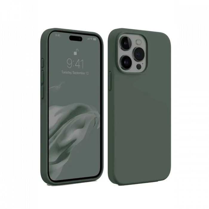 Newface Apple iPhone 15 Pro Kılıf First Silikon - Koyu Yeşil