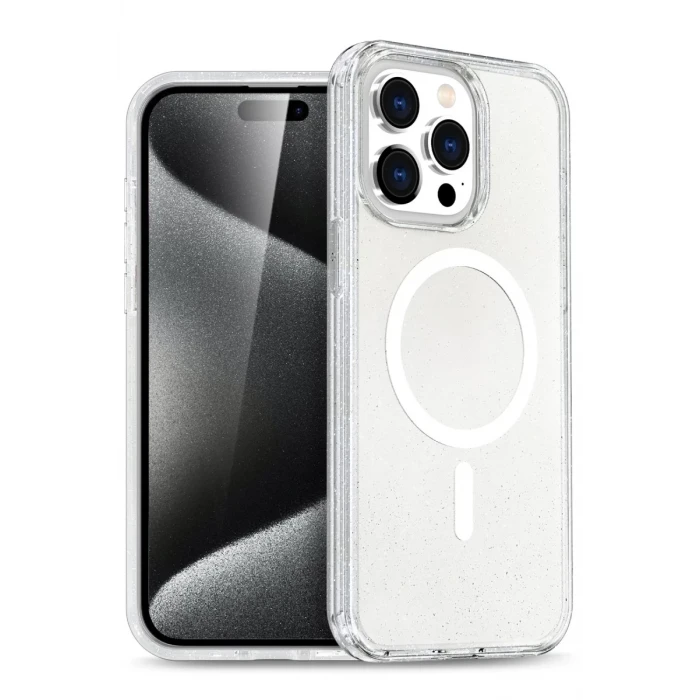Newface Apple iPhone 15 Pro Kılıf Star Magsafe Kapak - Şeffaf