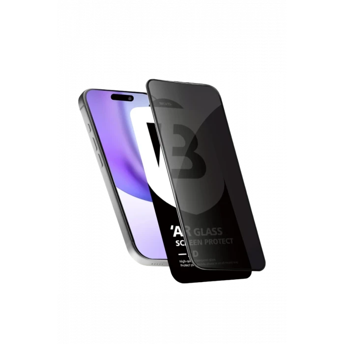 Newface Apple iPhone 15 Pro Max 5D Privacy Diamond Hayalet Cam Ekran Koruyucu