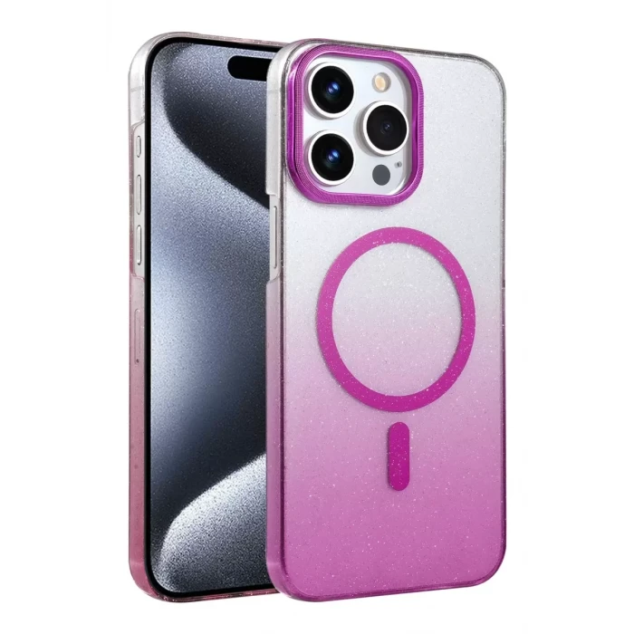 Newface Apple iPhone 15 Pro Max Glossy Magsafe Kapak - Mor
