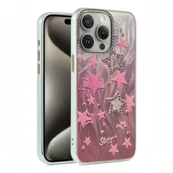 Newface Apple iPhone 15 Pro Max Kılıf Blade Aynalı Desenli Kapak - Desen 7