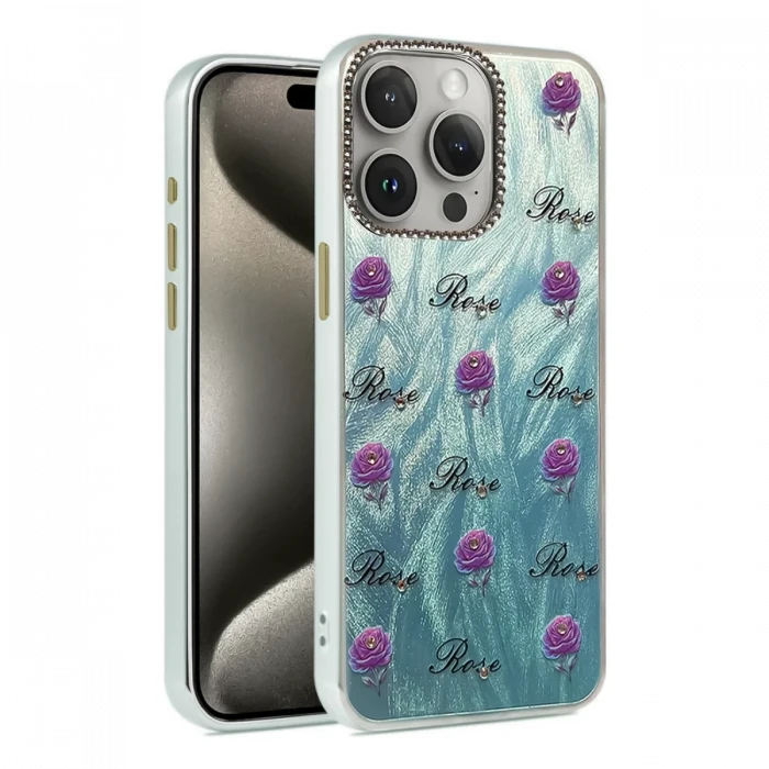 Newface Apple iPhone 15 Pro Max Kılıf Blade Aynalı Desenli Kapak - Desen 9