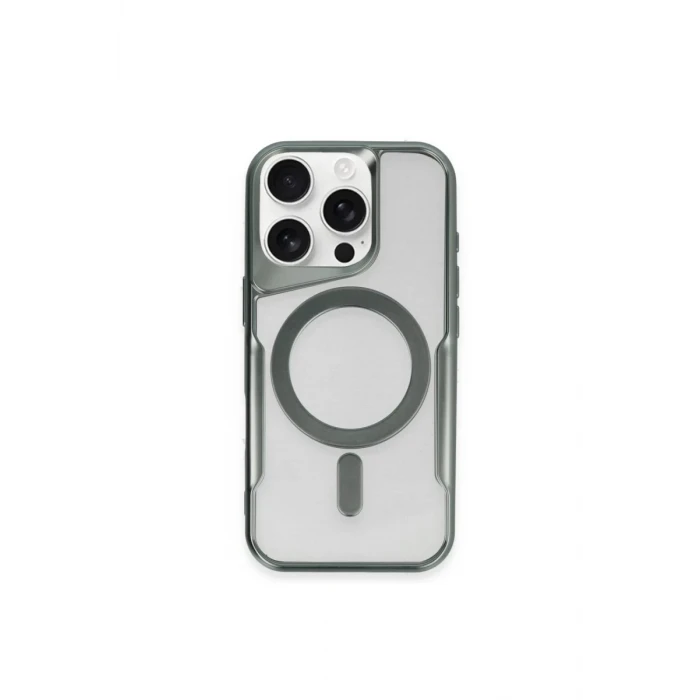 Newface Apple iPhone 15 Pro Max Kılıf Boyi Magsafe Silikon Kapak - Yeşil