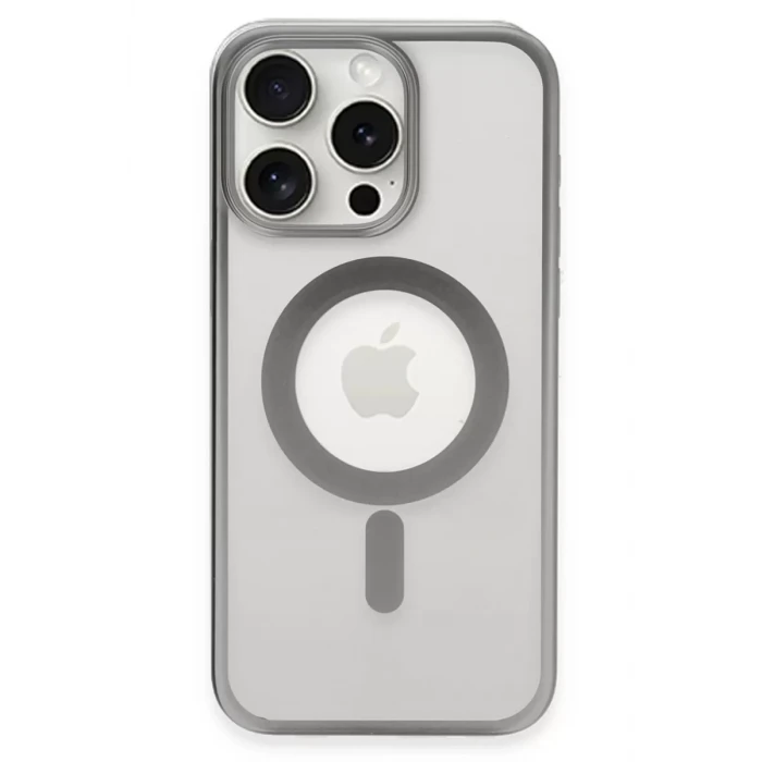 Newface Apple iPhone 15 Pro Max Kılıf Erozi Magsafe Kapak - Gümüş