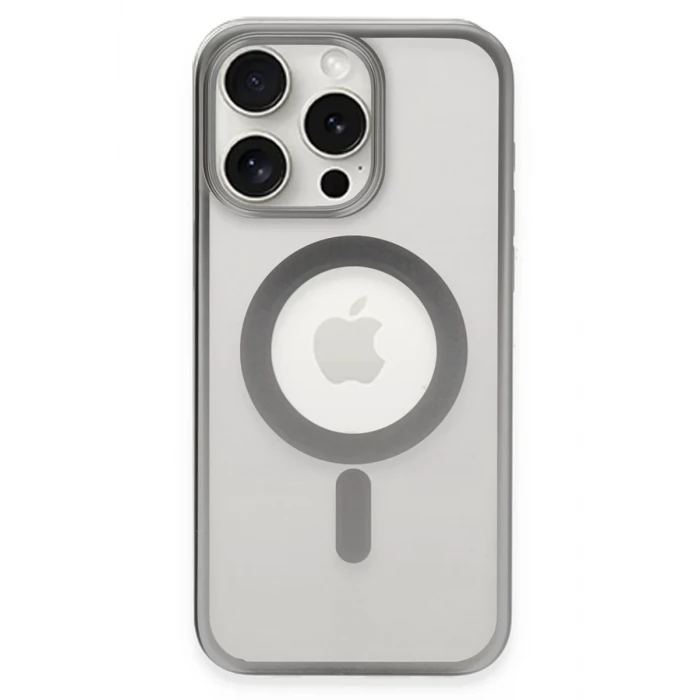 Newface Apple iPhone 15 Pro Max Kılıf Erozi Magsafe Kapak - Gümüş