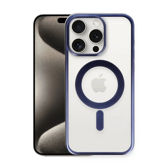 Newface Apple iPhone 15 Pro Max Kılıf Erozi Magsafe Kapak - Lacivert