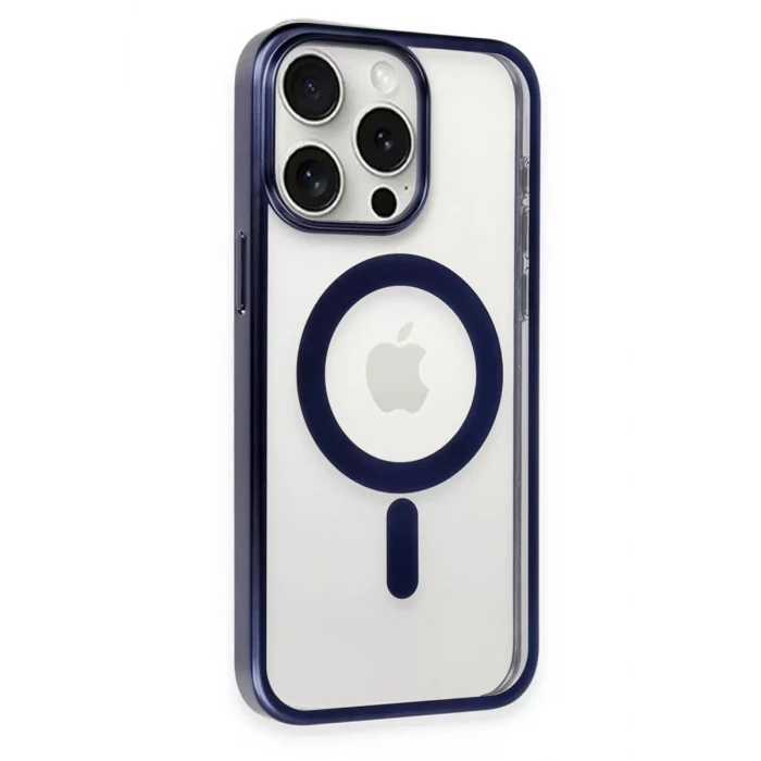 Newface Apple iPhone 15 Pro Max Kılıf Erozi Magsafe Kapak - Lacivert