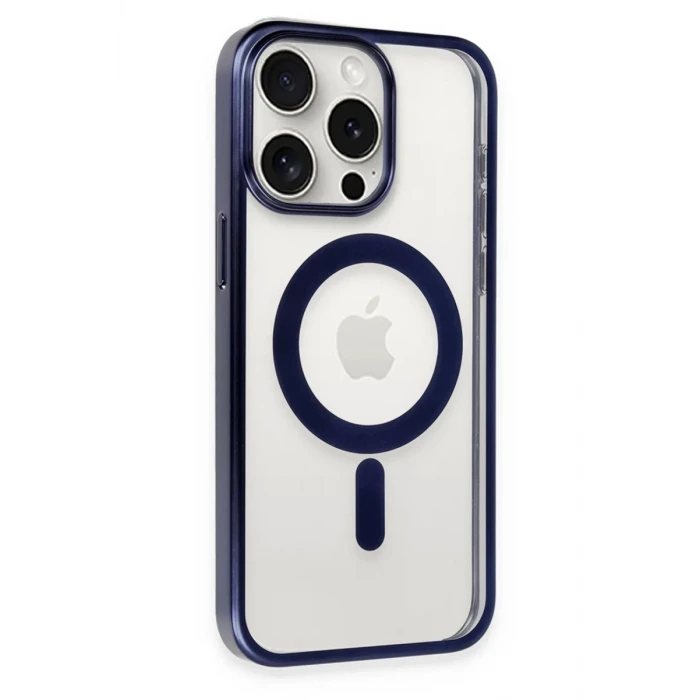 Newface Apple iPhone 15 Pro Max Kılıf Erozi Magsafe Kapak - Lacivert